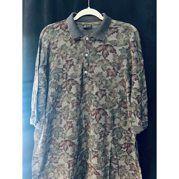 Vintage Leaf Print Bobby Jones Polo Shirt For Men Size XL - Picture 2 of 7